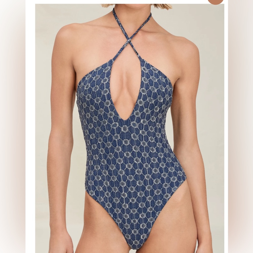 DEVON WINDSOR Navy Patterned One Piece Swimsuit
